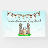Hond en Baby Boy Baseball Baby shower Spandoek (Horizontaal)