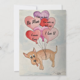 Hond en ballonnen feestdagenkaart