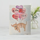 Hond en ballonnen feestdagenkaart (Staand voorkant)