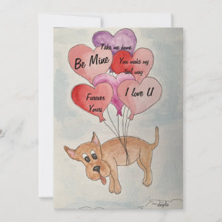 Hond en ballonnen feestdagenkaart