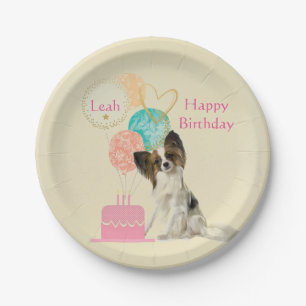 Hond en ballonnen verjaardag papieren bord voor ki