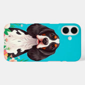 Hond en bloemen Case-Mate iPhone case (Achterkant (horizontaal))