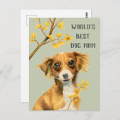 Hond en bloemen | Hondenmoeder | Moederdag Briefkaart (Voorkant / Achterkant)