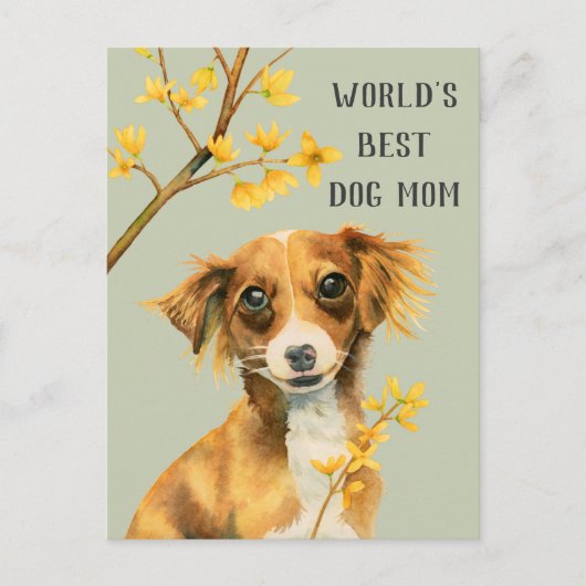 Hond en bloemen | Hondenmoeder | Moederdag Briefkaart (Voorkant)
