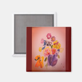 Hond en bloemen mooie kunst magneet (Voorkant / Achterkant)