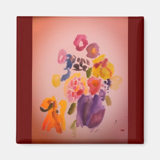 Hond en bloemen mooie kunst magneet (Voorkant)