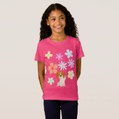 Hond en bloemen t-shirt (Voorkant volledig)