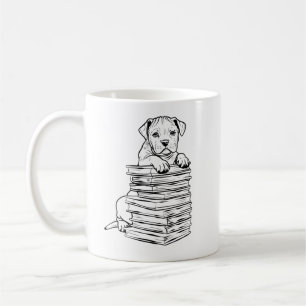 Hond en Boeken Line Art Koffiemok