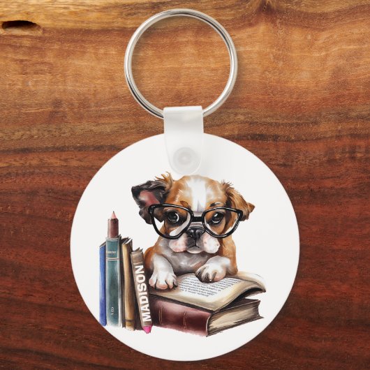 Hond en boeken sleutelhanger (Achterkant)