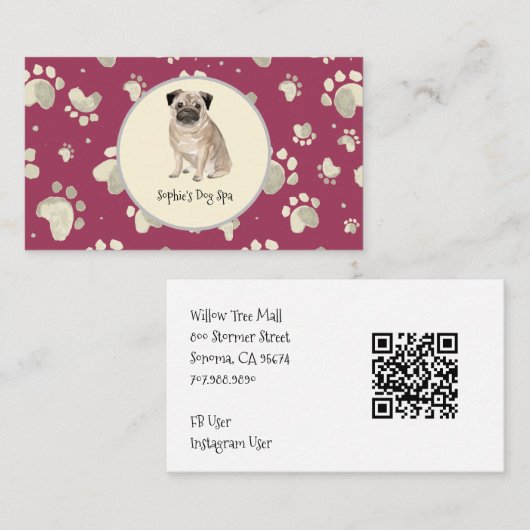 Hond en Bone Print Patroon Hond Grooming Spa Visitekaartje (Voorkant / Achterkant)