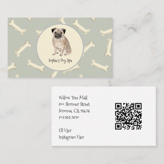 Hond en Bone Print Patroon Hond Grooming Spa Visitekaartje (Voorkant / Achterkant)