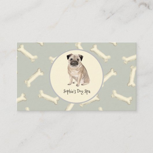 Hond en Bone Print Patroon Hond Grooming Spa Visitekaartje (Voorkant)