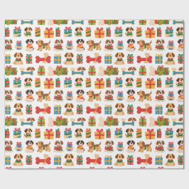 Hond En Bot Kleurrijke Kerstcadeau Cadeaupapier