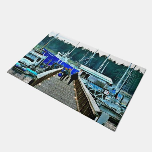 Hond en boten op Lopez Island Deurmat (Schuin)