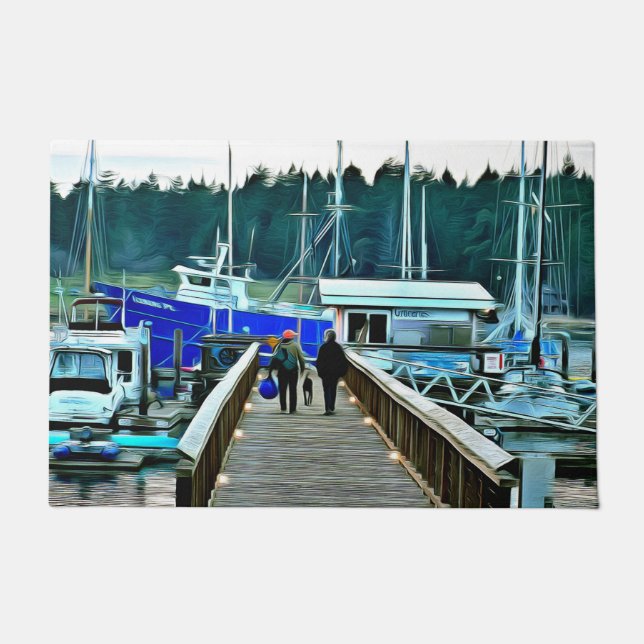 Hond en boten op Lopez Island Deurmat (Voorkant)