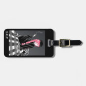 Hond en dame in café Bagage label (Voorkant horizontaal)