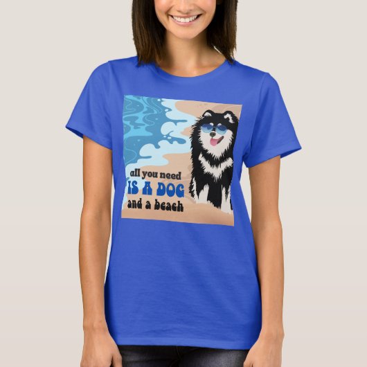 HOND EN EEN STRAND Finse Lapphund shirten alle sti T-shirt (Voorkant)