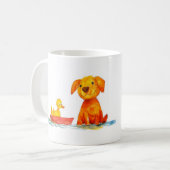 Hond en Eend Cartoon Koffiemok (Voorkant links)