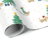 Hond en Eend met Kerstboom Cadeaupapier (Rol Hoek)