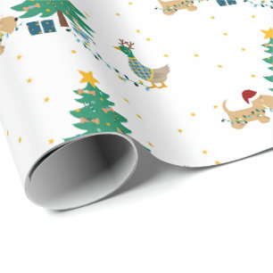 Hond en Eend met Kerstboom Cadeaupapier