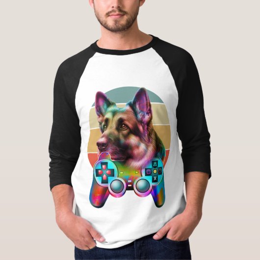  hond- en gamerconsole t-shirt (Voorkant)