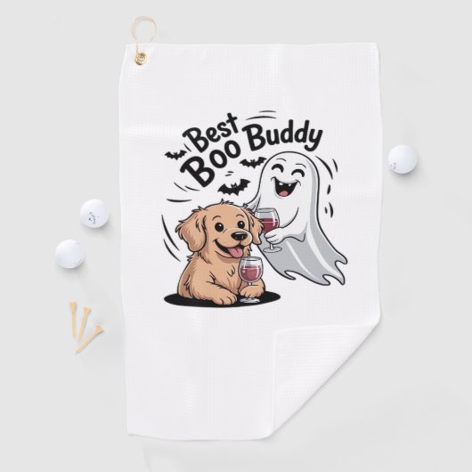 Hond en geest drink wijn. Klassiek T-shirt Golfhanddoek