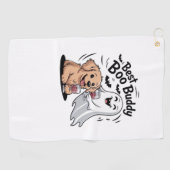 Hond en geest drink wijn. Klassiek T-shirt Golfhanddoek (Horizontaal)
