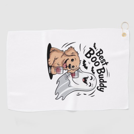Hond en geest drink wijn. Klassiek T-shirt Golfhanddoek (Horizontaal)