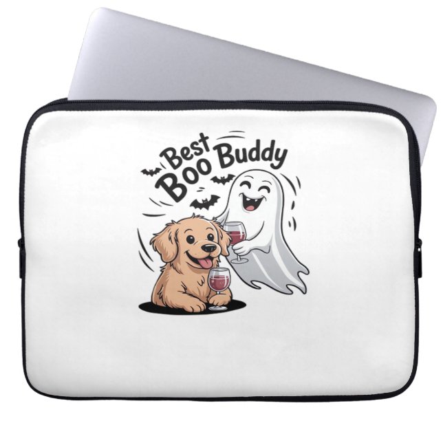 Hond en geest drink wijn. Klassiek T-shirt Laptop Sleeve (Voorkant)