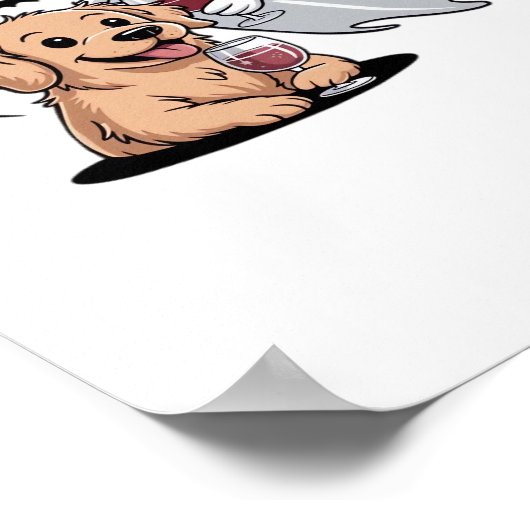 Hond en geest drink wijn. Klassiek T-shirt Poster (Hoek)