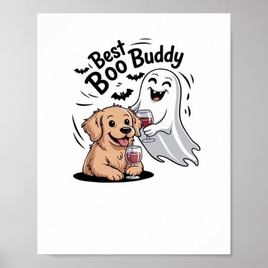 Hond en geest drink wijn. Klassiek T-shirt Poster (Voorkant)