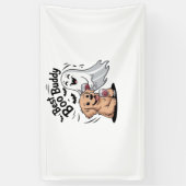 Hond en geest drink wijn. Klassiek T-shirt Spandoek (Verticaal)