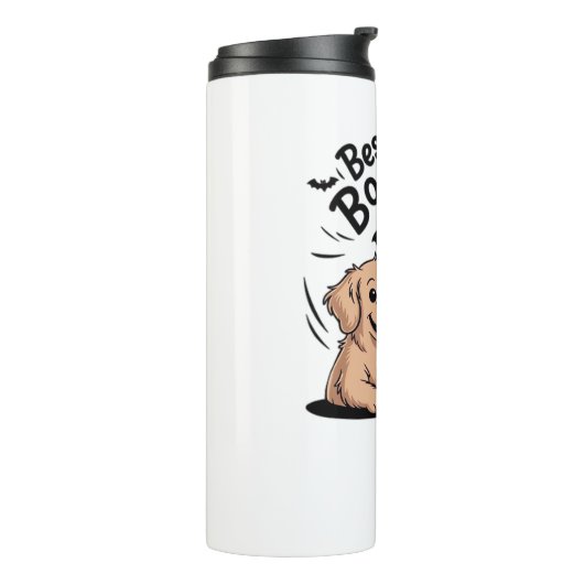 Hond en geest drink wijn. Klassiek T-shirt Thermosbeker (Gedraaid links)