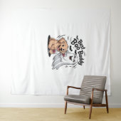 Hond en geest drink wijn. Klassiek T-shirt Wandkleed (In Situ (horizontaal))