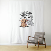 Hond en geest drink wijn. Klassiek T-shirt Wandkleed (In situ)