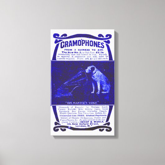 Hond en grammofoon canvas afdruk (Voorkant)