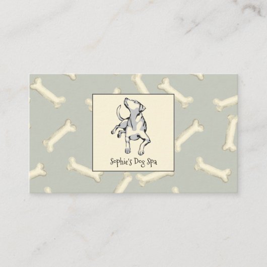 Hond en hond Bone Patroon Hond Grooming Spa Visitekaartje (Voorkant)