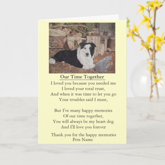 Hond en huisdier sympathie gedicht origineel aanpa kaart (Gele Bloem)