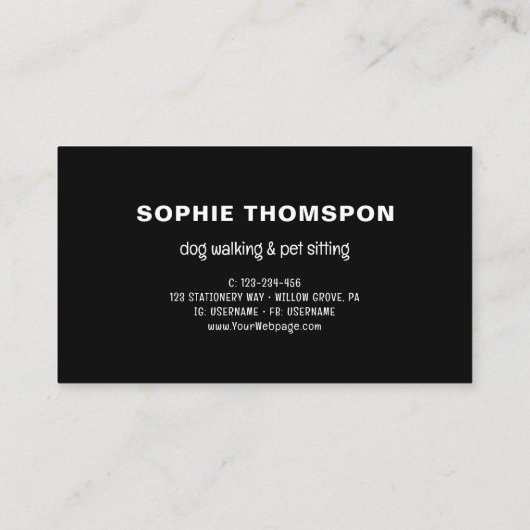 Hond en huisdieren Hond lopen Visitekaartje (Achterkant)