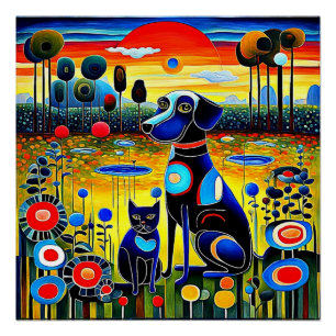 Hond en kat 1 perfect poster