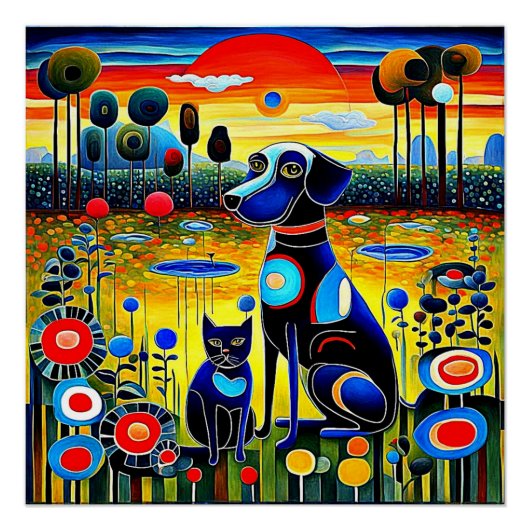 Hond en kat 1 perfect poster (Voorkant)