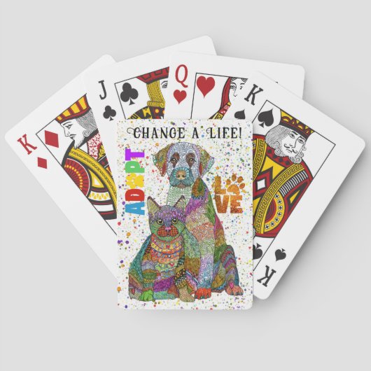 Hond en Kat Adoptie en Redding Pokerkaarten (Achterkant)