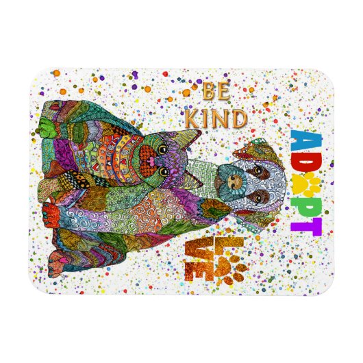 Hond en Kat Adoptie en Rescue Be Kind Liefde Magneet (Horizontaal)