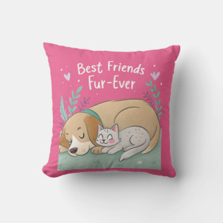 Hond en Kat Beste Vrienden Voor Altijd Kussen