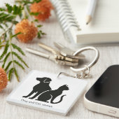 Hond en Kat boho ontwerp Sleutelhanger (Voorkant Rechts)