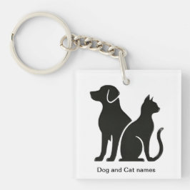 Hond en Kat boho ontwerp Sleutelhanger