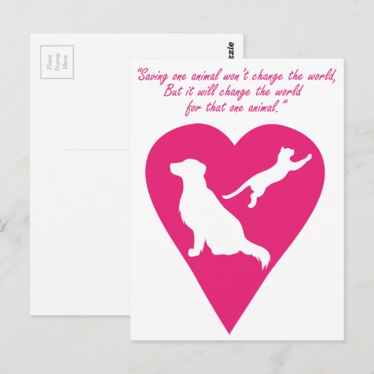 Hond en kat briefkaart (Voorkant / Achterkant)