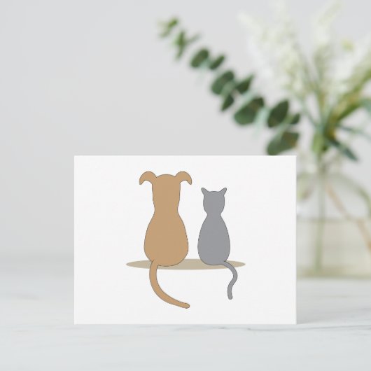 Hond en kat briefkaart (Staand voorkant)