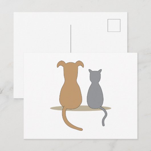Hond en kat briefkaart (Voorkant / Achterkant)