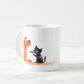 Hond en Kat Cartoon Koffiemok (Voorkant links)